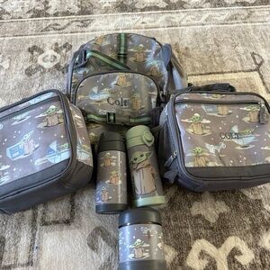 Pottery Barn Kids Glow in the Dark Grogu backpack and lunchbox set